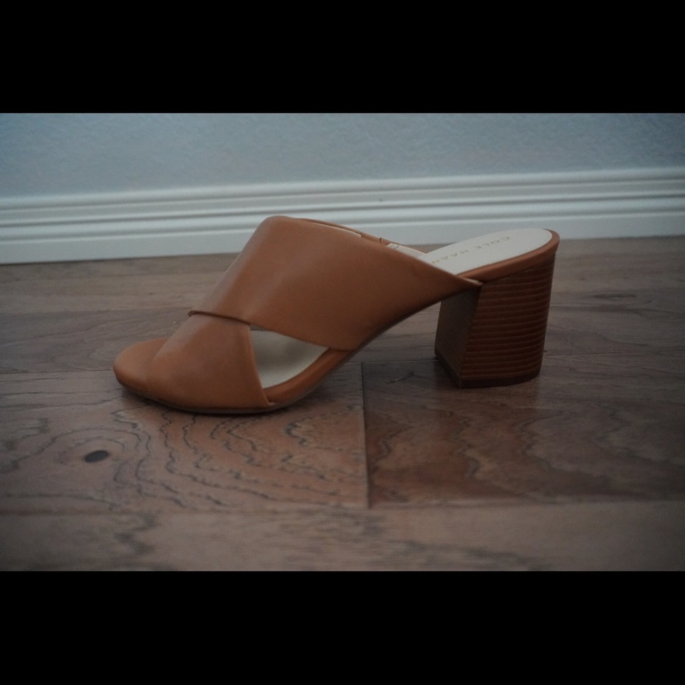 Cole Haan Crisscross Block Heel Mule Leather 9